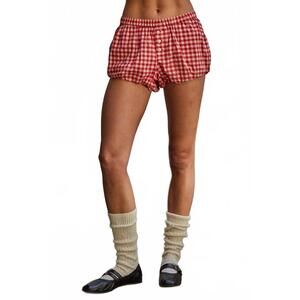 NEW BY TOGETHER alloy gingham bubble shorts in red